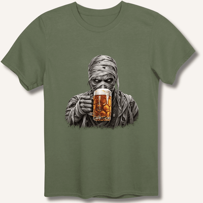 Mummy Drinking Beer T-Shirt Gift For Bourbon Drinker