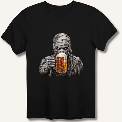 Mummy Drinking Beer T-Shirt Gift For Bourbon Drinker