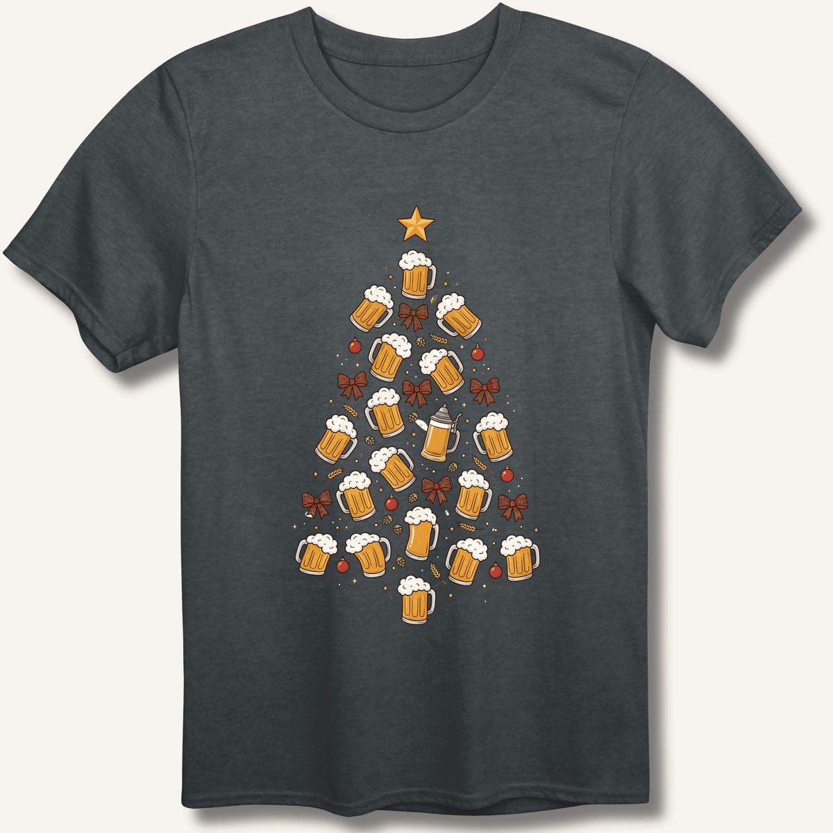 Beer Christmas Tree T-Shirt Gift For Bourbon Drinker