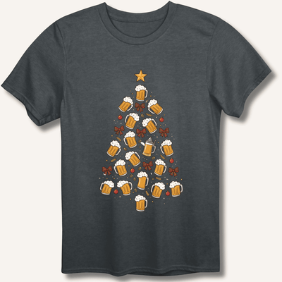 Beer Christmas Tree T-Shirt Gift For Bourbon Drinker