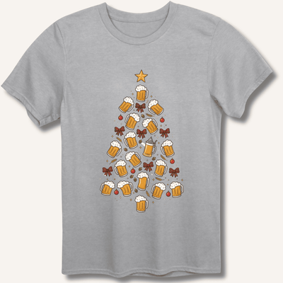 Beer Christmas Tree T-Shirt Gift For Bourbon Drinker