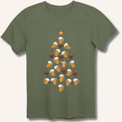 Beer Christmas Tree T-Shirt Gift For Bourbon Drinker