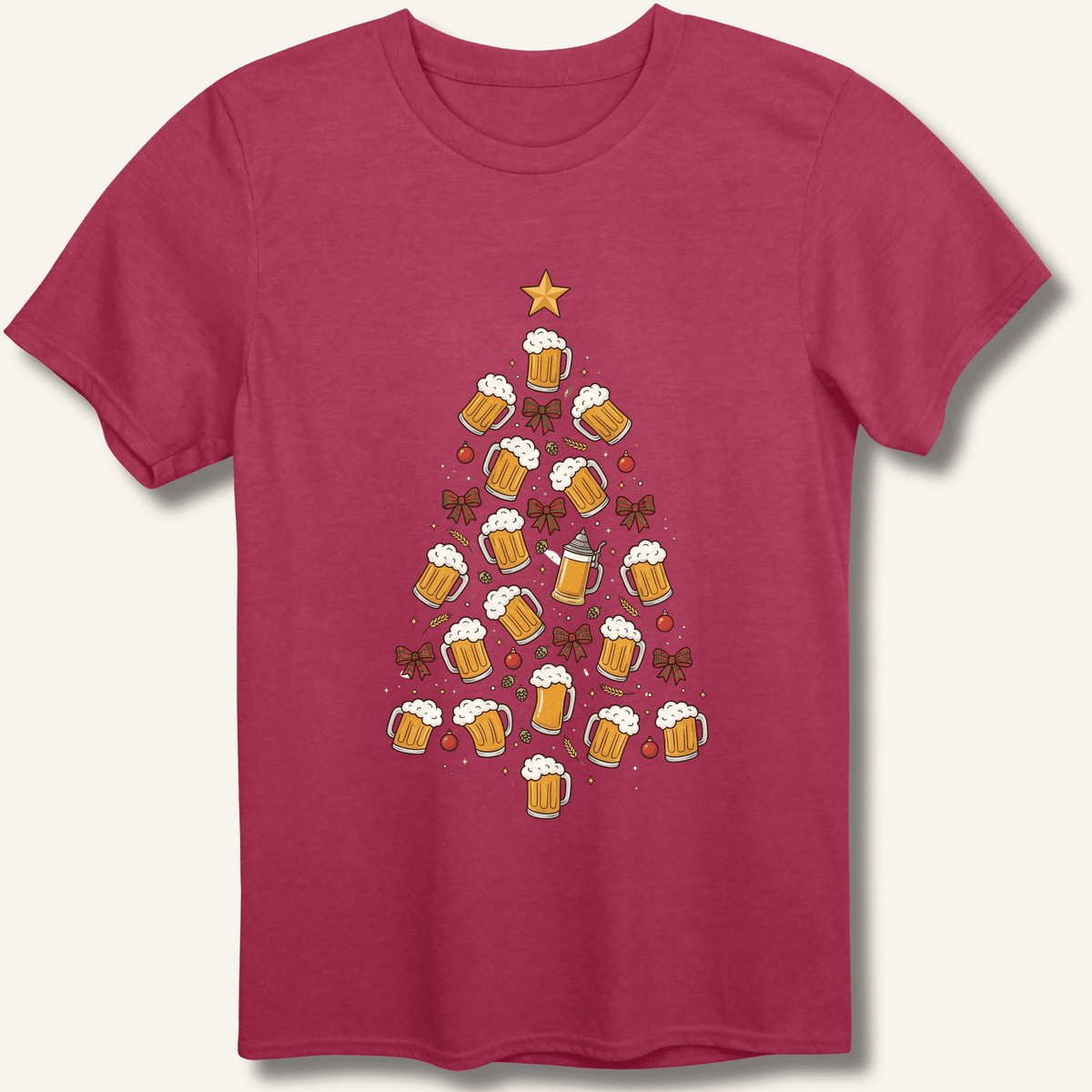 Beer Christmas Tree T-Shirt Gift For Bourbon Drinker