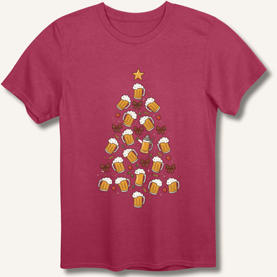 Beer Christmas Tree T-Shirt Gift For Bourbon Drinker