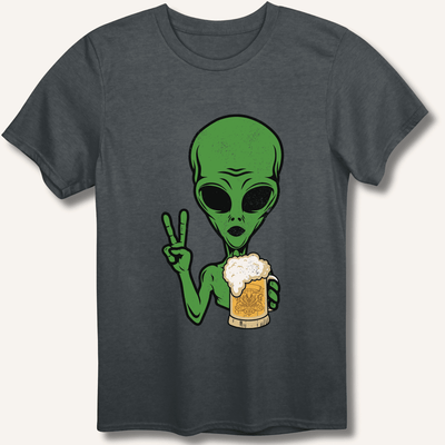 Alien Peace Beer Shirt T-Shirt Gift For Bourbon Drinker