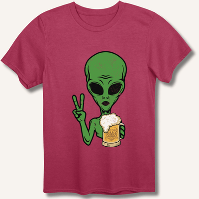 Alien Peace Beer Shirt T-Shirt Gift For Bourbon Drinker