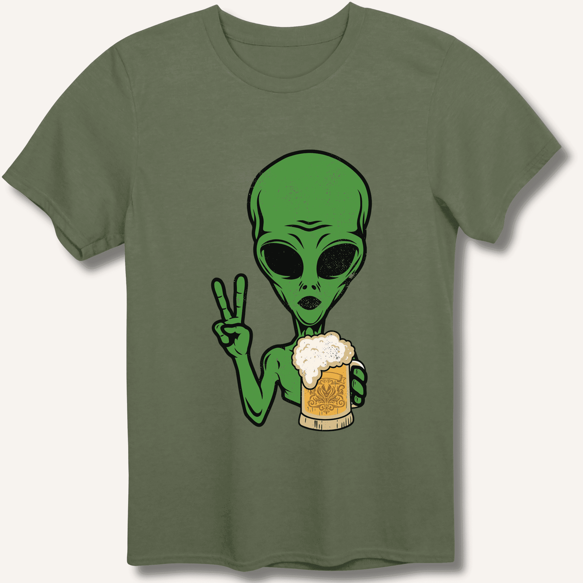 Alien Peace Beer Shirt T-Shirt Gift For Bourbon Drinker