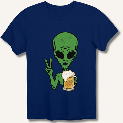 Alien Peace Beer Shirt T-Shirt Gift For Bourbon Drinker