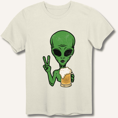 Alien Peace Beer Shirt T-Shirt Gift For Bourbon Drinker