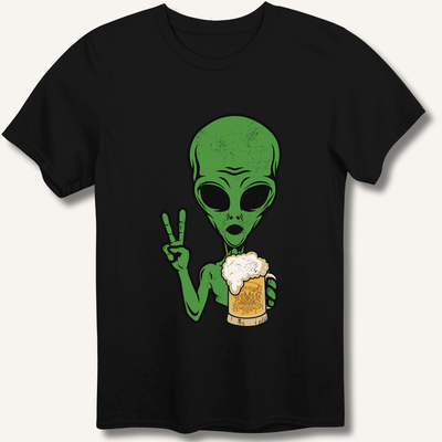 Alien Peace Beer Shirt T-Shirt Gift For Bourbon Drinker