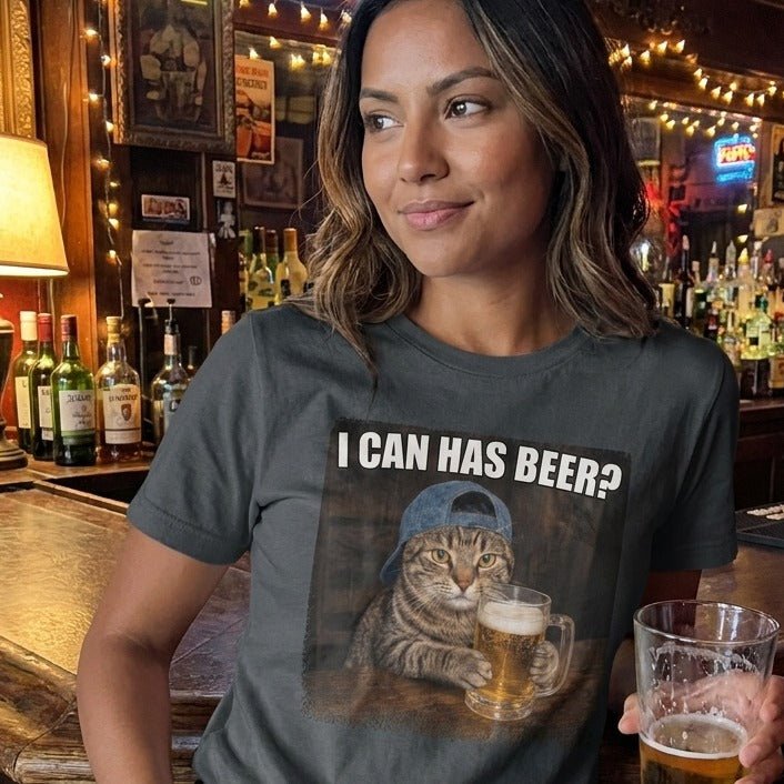 I Can Has Beer T-Shirt Gift For Bourbon Drinker