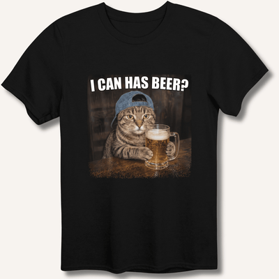 I Can Has Beer T-Shirt Gift For Bourbon Drinker