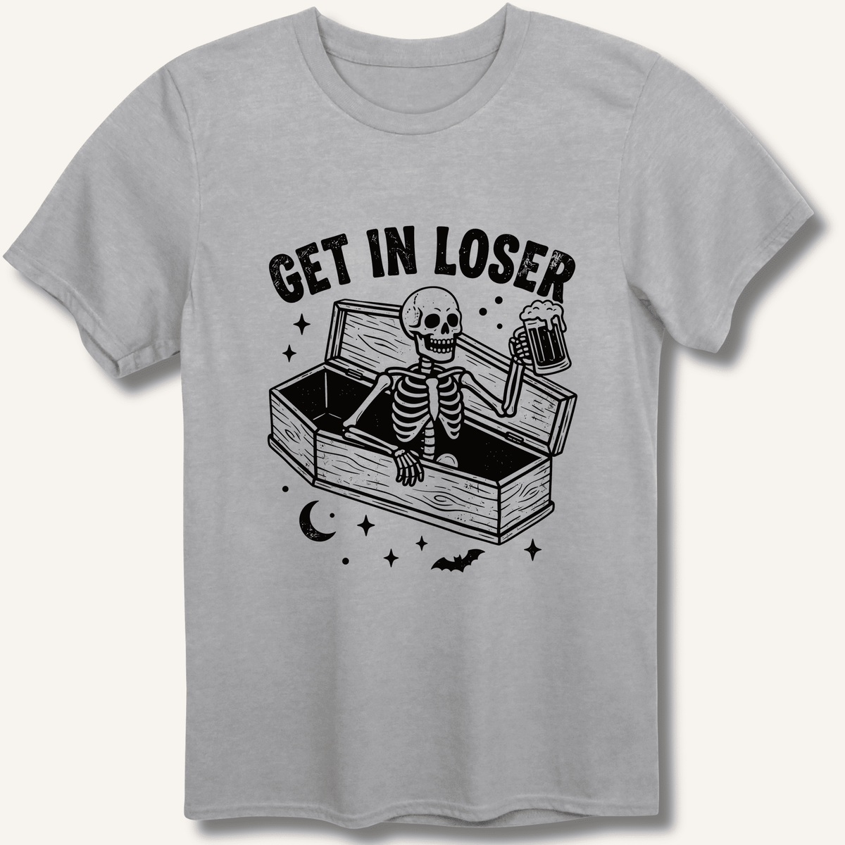 Coffin Get In Loser T-Shirt Gift For Bourbon Drinker
