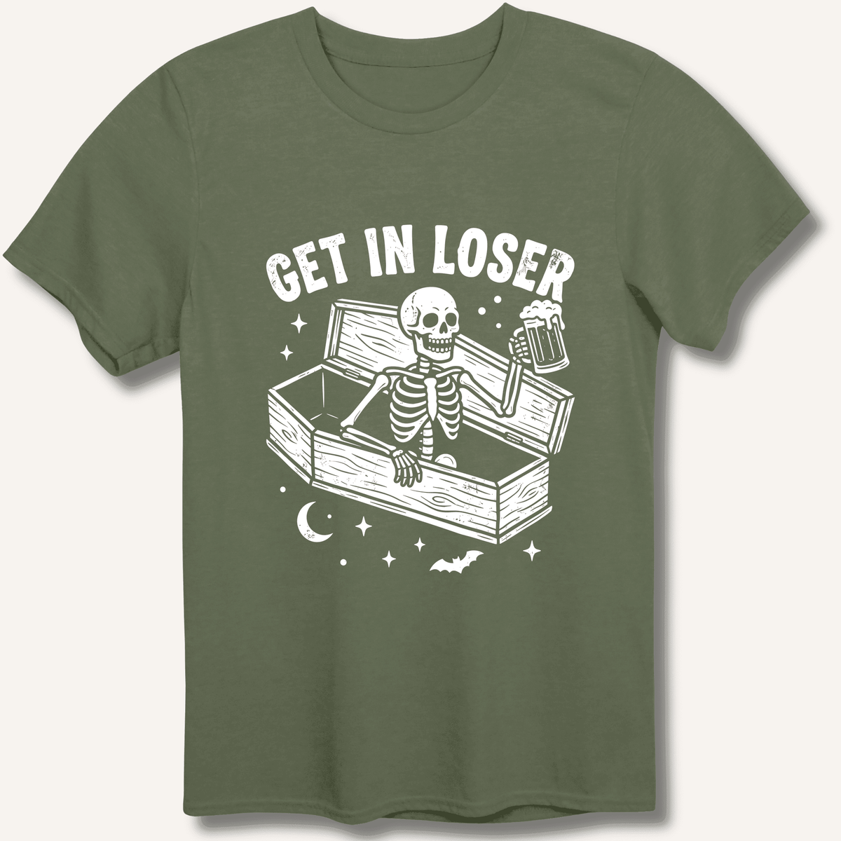 Coffin Get In Loser T-Shirt Gift For Bourbon Drinker