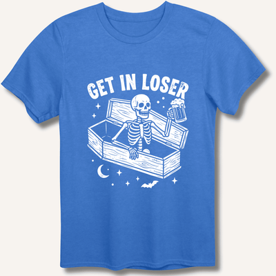 Coffin Get In Loser T-Shirt Gift For Bourbon Drinker