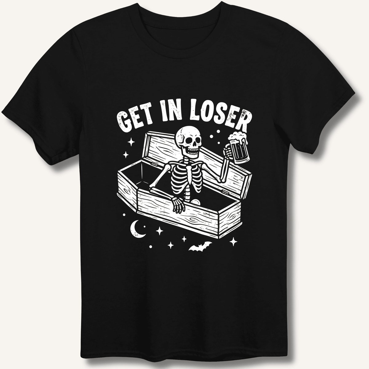 Coffin Get In Loser T-Shirt Gift For Bourbon Drinker
