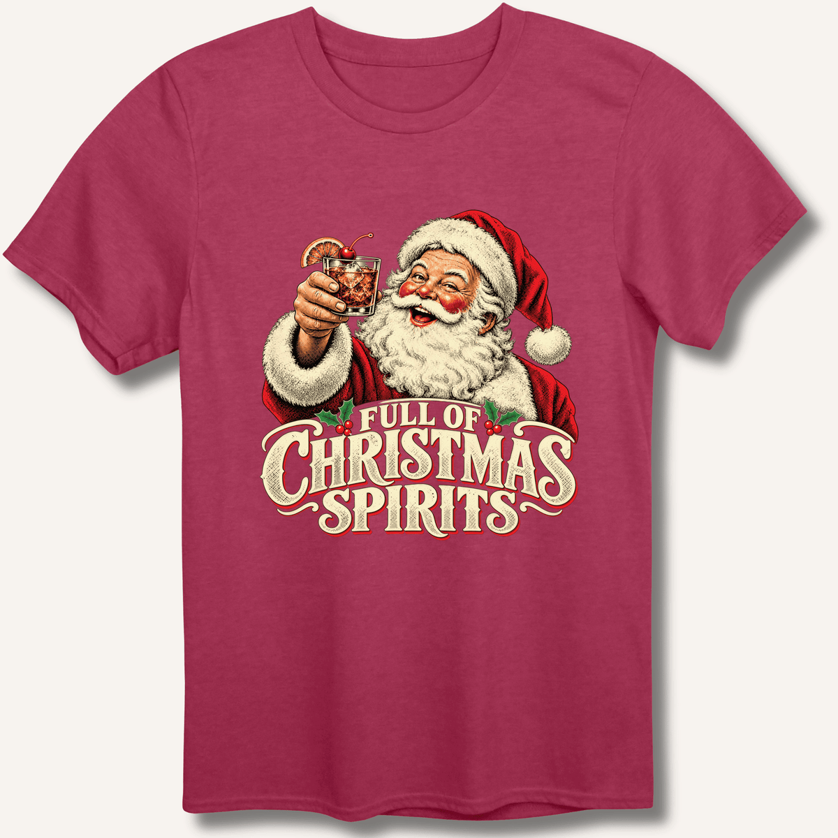 Full Of Christmas Spirits T-Shirt Gift For Bourbon Drinker
