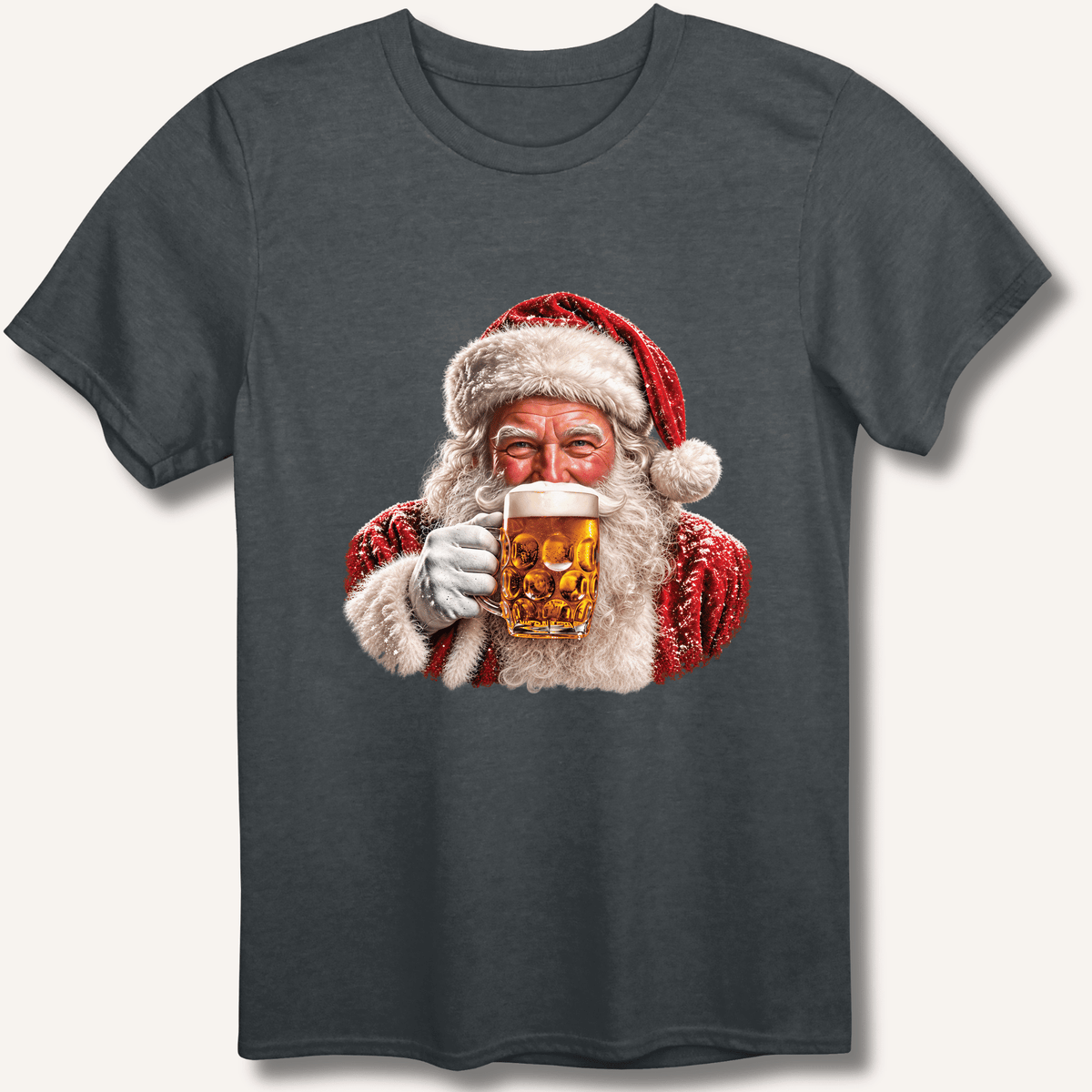 Santa Drinking Beer T-Shirt Gift For Bourbon Drinker
