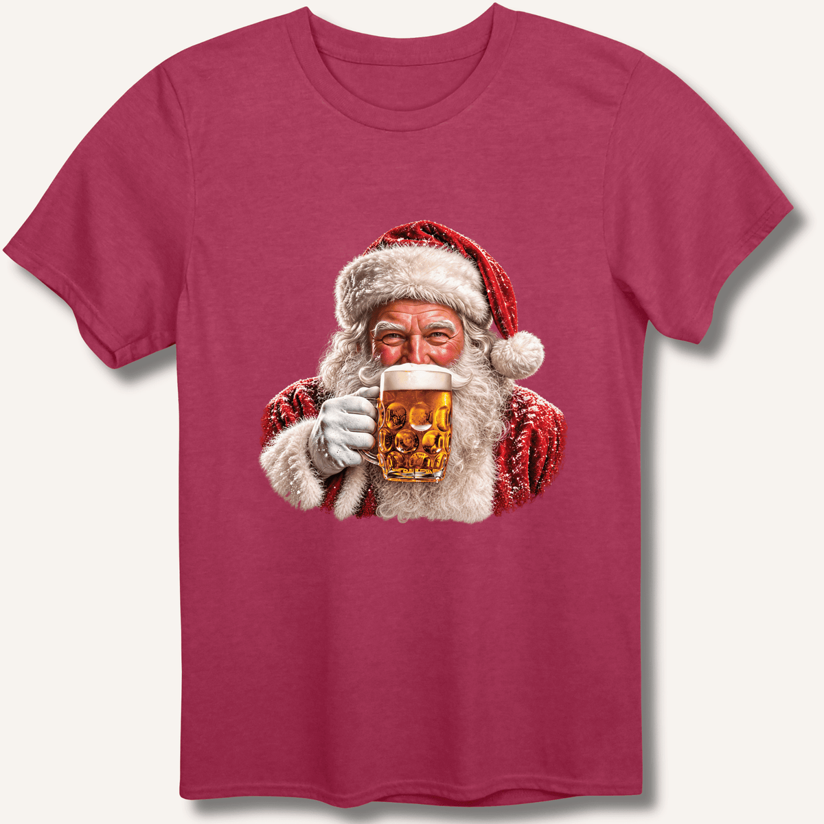 Santa Drinking Beer T-Shirt Gift For Bourbon Drinker
