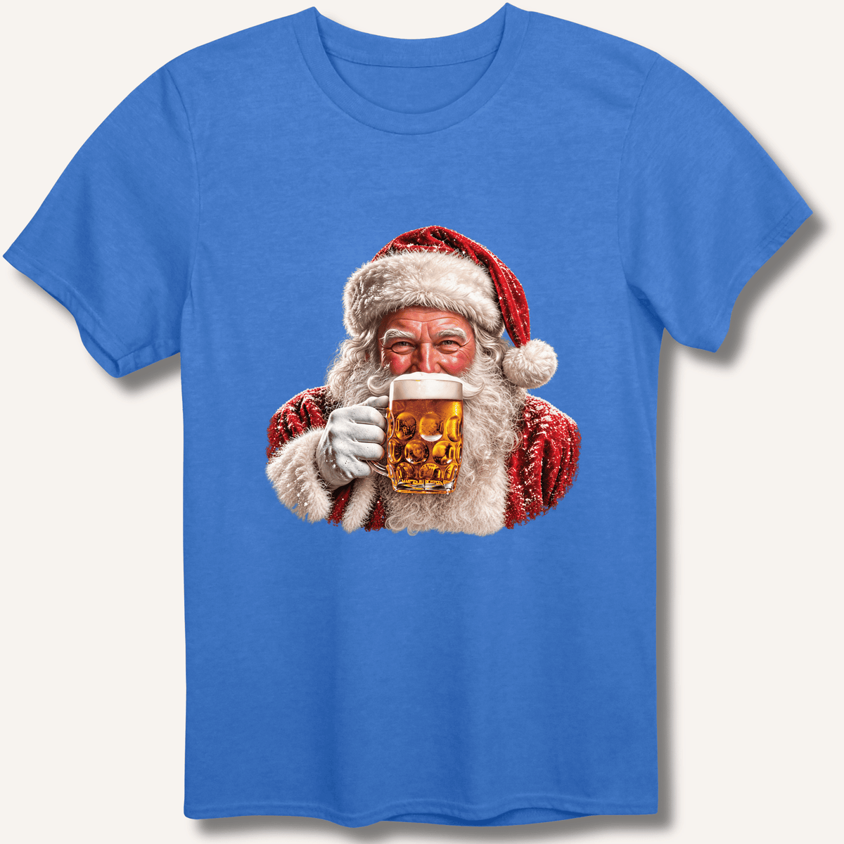 Santa Drinking Beer T-Shirt Gift For Bourbon Drinker