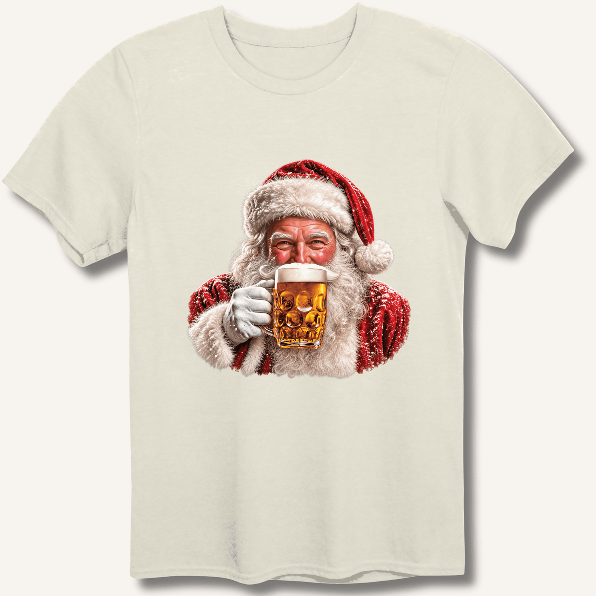 Santa Drinking Beer T-Shirt Gift For Bourbon Drinker
