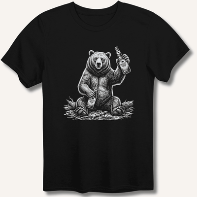 Grizzly Beer T-Shirt Gift For Bourbon Drinker