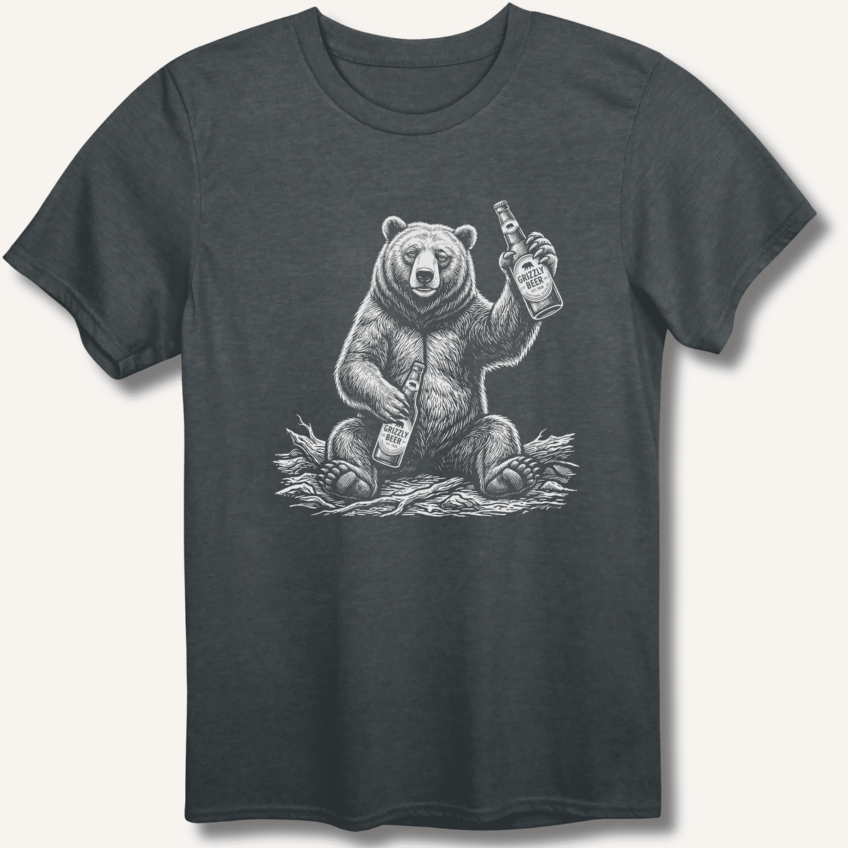 Grizzly Beer T-Shirt Gift For Bourbon Drinker
