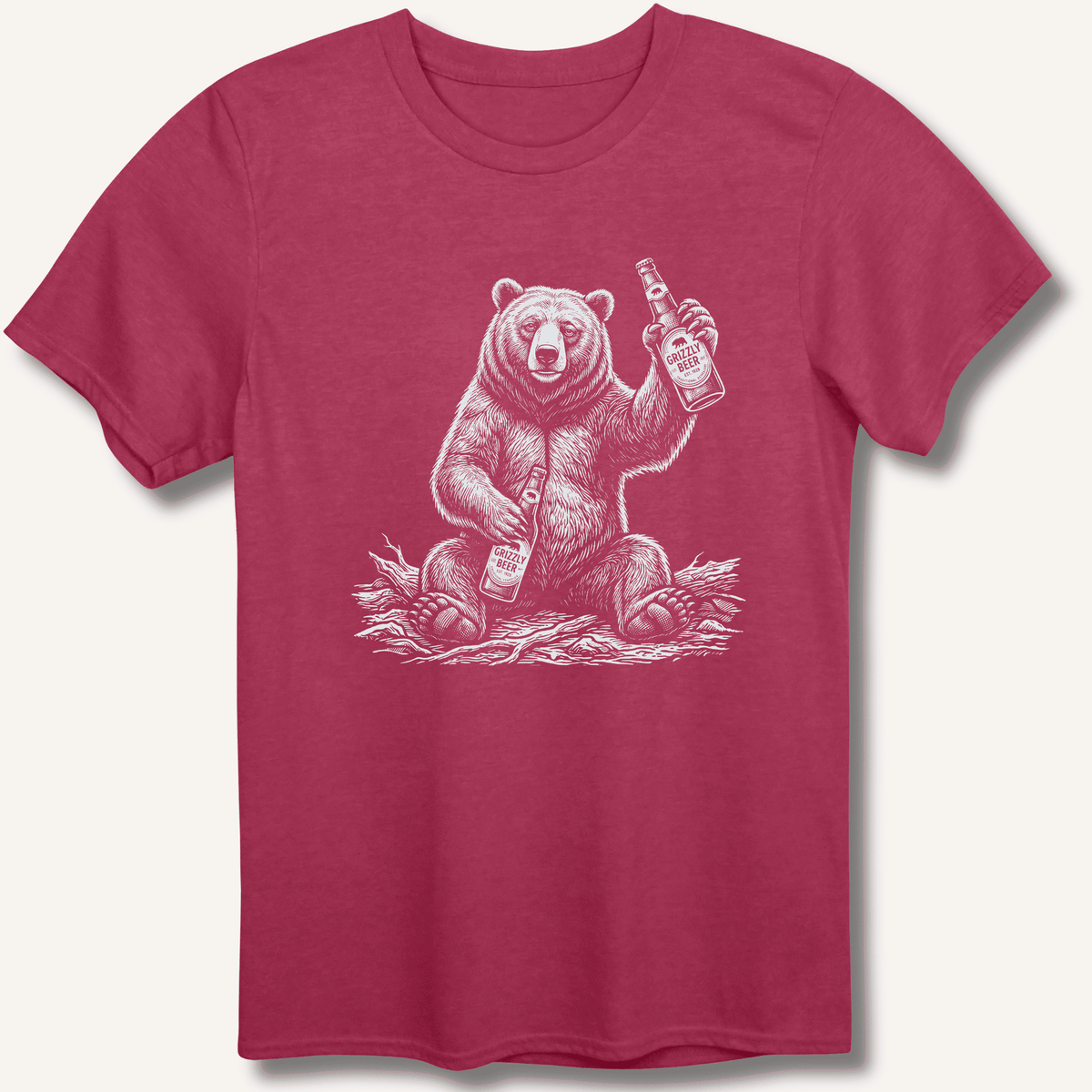 Grizzly Beer T-Shirt Gift For Bourbon Drinker