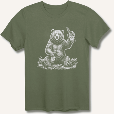 Grizzly Beer T-Shirt Gift For Bourbon Drinker