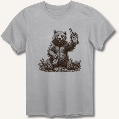 Grizzly Beer T-Shirt Gift For Bourbon Drinker
