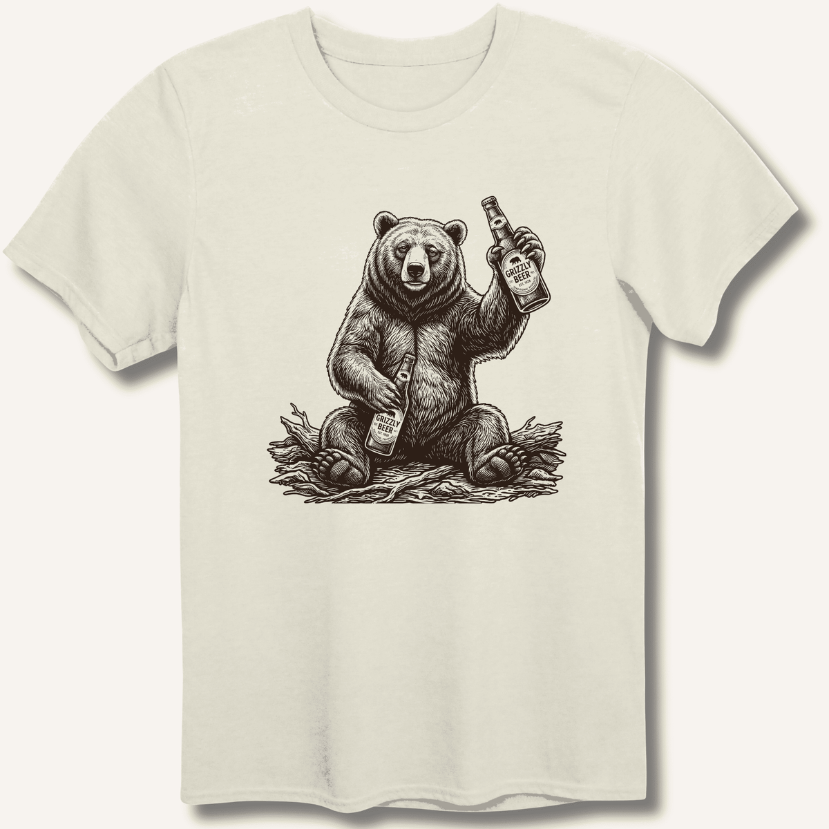 Grizzly Beer T-Shirt Gift For Bourbon Drinker