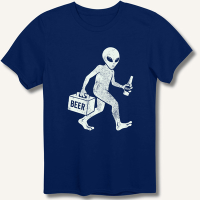 Alien Beer Shadow T-Shirt Gift For Bourbon Drinker