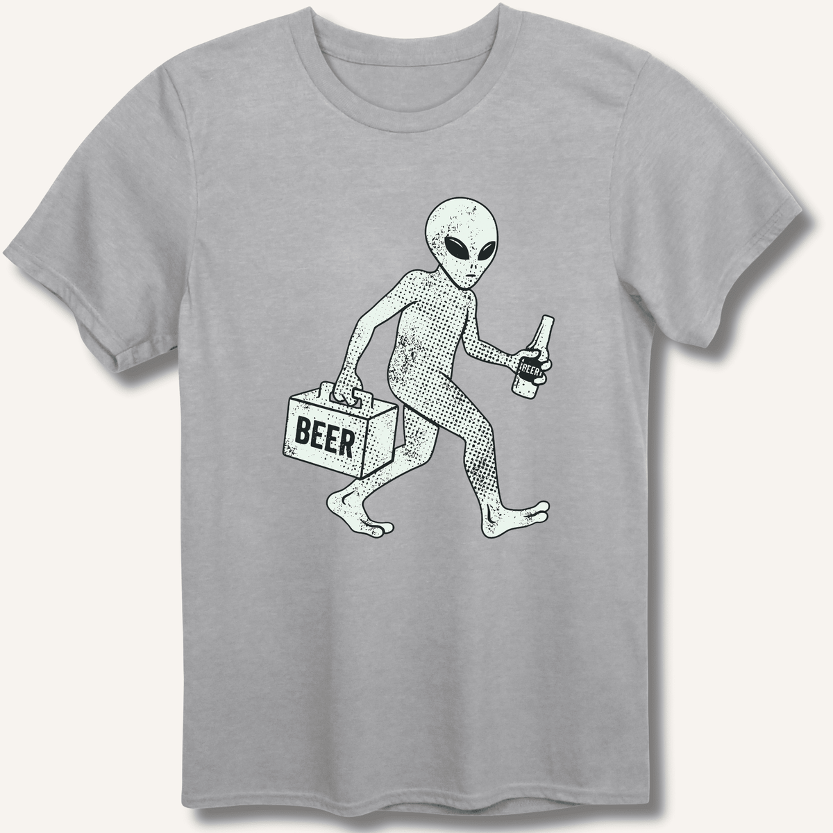 Alien Beer Shadow T-Shirt Gift For Bourbon Drinker