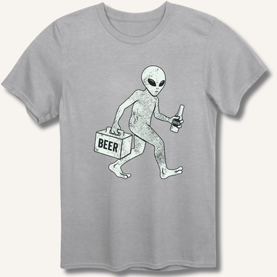 Alien Beer Shadow T-Shirt Gift For Bourbon Drinker