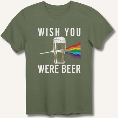 Wish You Were Beer T-Shirt Gift For Bourbon Drinker