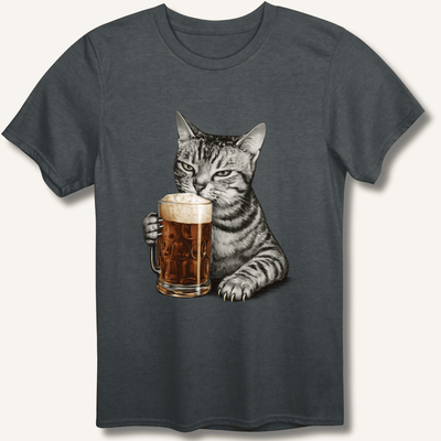 Cat Drinking Beer T-Shirt Gift For Bourbon Drinker