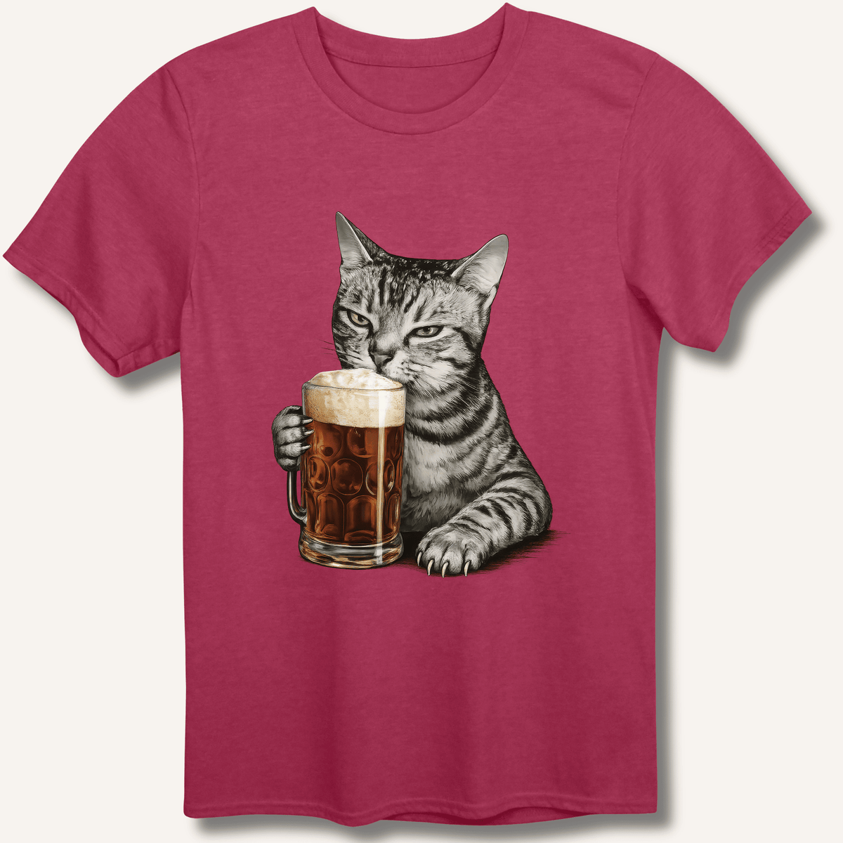 Cat Drinking Beer T-Shirt Gift For Bourbon Drinker