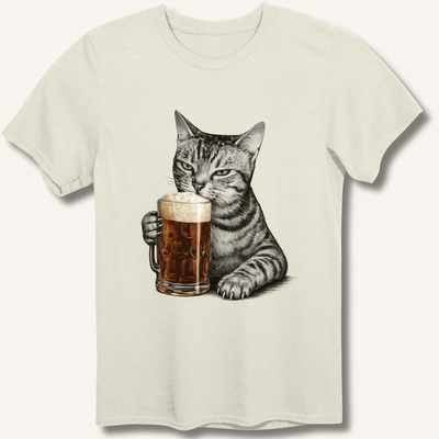 Cat Drinking Beer T-Shirt Gift For Bourbon Drinker