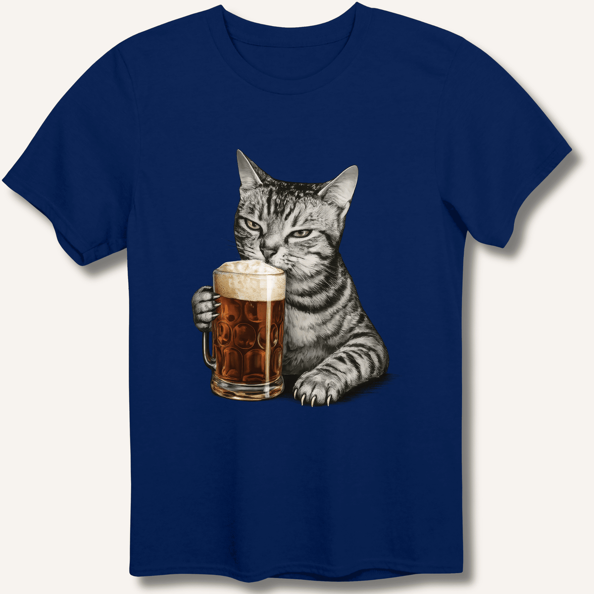 Cat Drinking Beer T-Shirt Gift For Bourbon Drinker