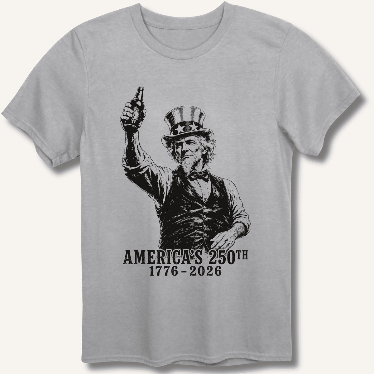 Uncle Sam 250th Beer Salute T-Shirt Gift For Bourbon Drinker