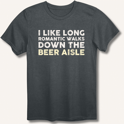 I Like Long Romantic Walks T-Shirt Gift For Bourbon Drinker