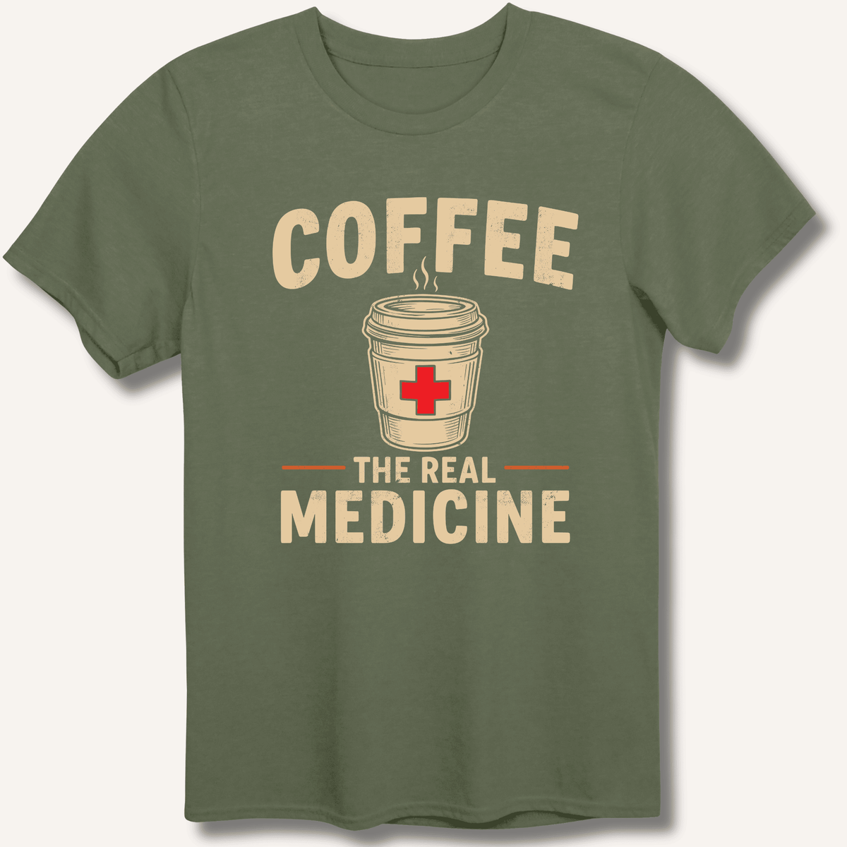 Coffee The Real Medicine T-Shirt Gift For Bourbon Drinker