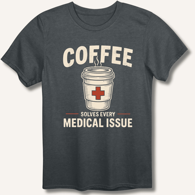 Coffee Solves Every Medical Issue T-Shirt Gift For Bourbon Drinker