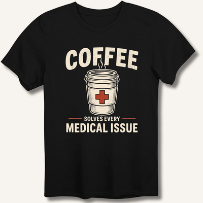Coffee Solves Every Medical Issue T-Shirt Gift For Bourbon Drinker