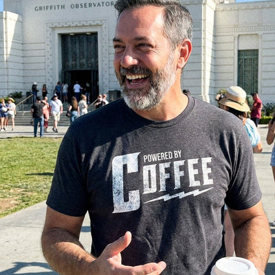 Powered By Coffee T-Shirt Gift For Bourbon Drinker