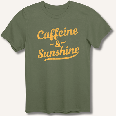 Caffeine & Sunshine T-Shirt Gift For Bourbon Drinker