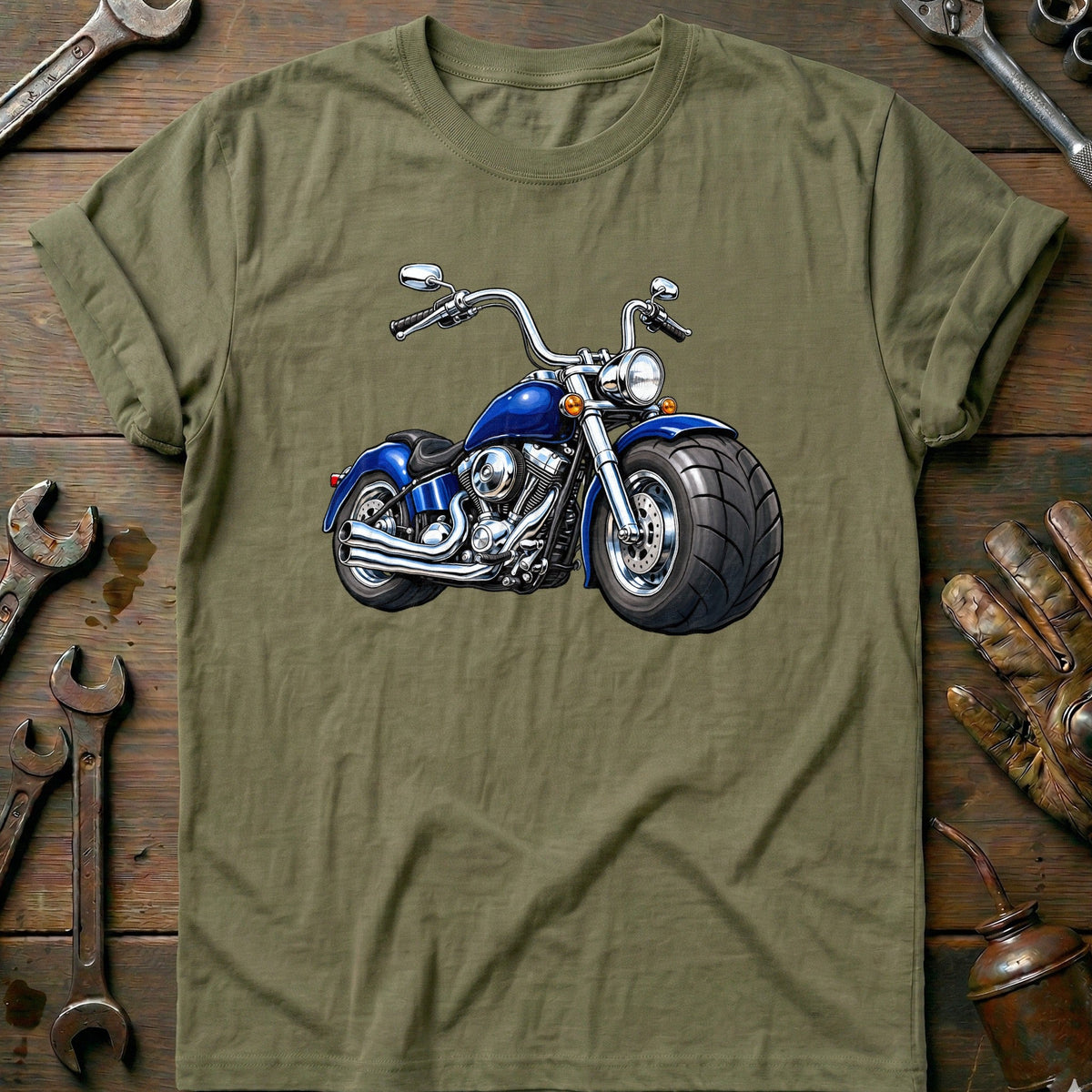 Cruiser Front Toonstyle Motorcycle T-Shirt US Gift For Biker