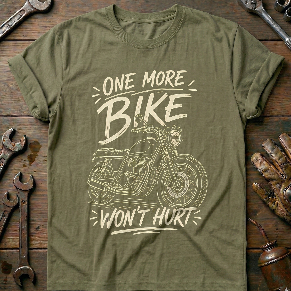 Cream Lineart Motorcycle T-Shirt AU Gift For Biker