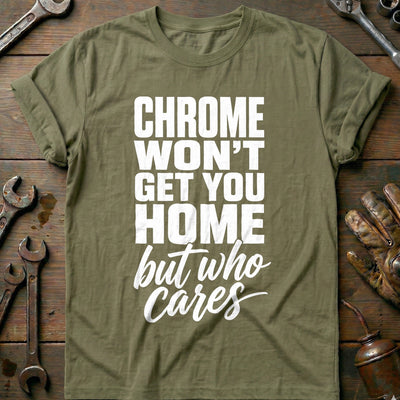 Chrome Who Cares Motorcycle T-Shirt US Gift For Biker
