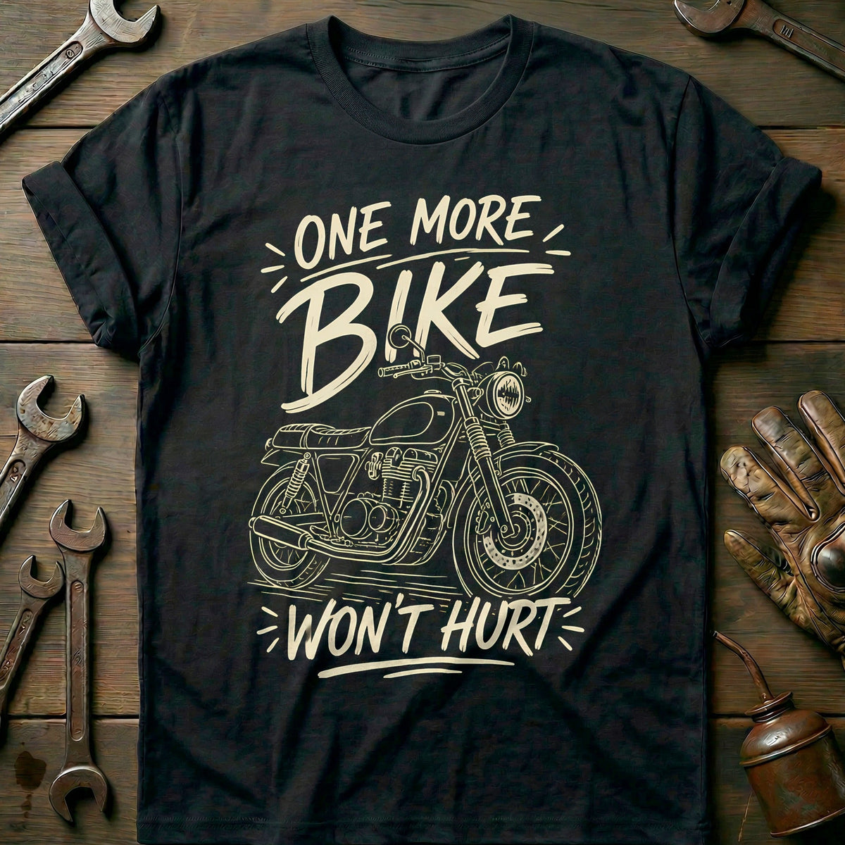 Cream Lineart Motorcycle T-Shirt US Gift For Biker